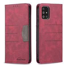 Leather Case Stands Flip Cover Holder B01F for Samsung Galaxy A71 4G A715 Red