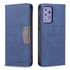 Leather Case Stands Flip Cover Holder B01F for Samsung Galaxy A72 5G Blue