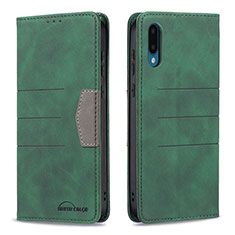 Leather Case Stands Flip Cover Holder B01F for Samsung Galaxy M02 Green