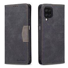 Leather Case Stands Flip Cover Holder B01F for Samsung Galaxy M12 Black