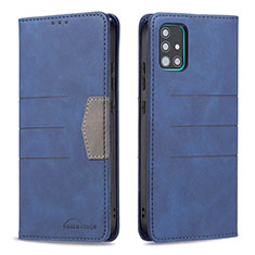 Leather Case Stands Flip Cover Holder B01F for Samsung Galaxy M40S Blue