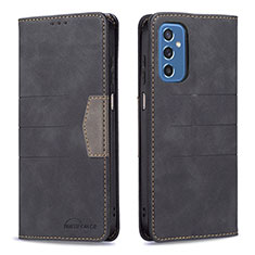 Leather Case Stands Flip Cover Holder B01F for Samsung Galaxy M52 5G Black