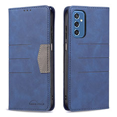 Leather Case Stands Flip Cover Holder B01F for Samsung Galaxy M52 5G Blue