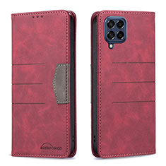 Leather Case Stands Flip Cover Holder B01F for Samsung Galaxy M53 5G Red