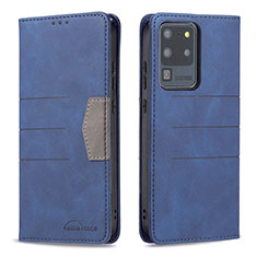 Leather Case Stands Flip Cover Holder B01F for Samsung Galaxy S20 Ultra 5G Blue