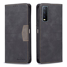 Leather Case Stands Flip Cover Holder B01F for Vivo Y12s Black