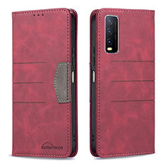 Leather Case Stands Flip Cover Holder B01F for Vivo Y12s Red