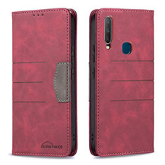 Leather Case Stands Flip Cover Holder B01F for Vivo Y15 Red