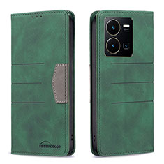 Leather Case Stands Flip Cover Holder B01F for Vivo Y35 4G Green