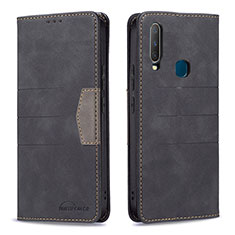 Leather Case Stands Flip Cover Holder B01F for Vivo Y3s Black