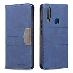 Leather Case Stands Flip Cover Holder B01F for Vivo Y3s Blue