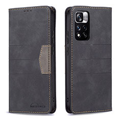 Leather Case Stands Flip Cover Holder B01F for Xiaomi Mi 11i 5G (2022) Black