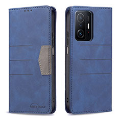 Leather Case Stands Flip Cover Holder B01F for Xiaomi Mi 11T Pro 5G Blue