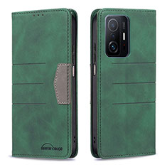 Leather Case Stands Flip Cover Holder B01F for Xiaomi Mi 11T Pro 5G Green
