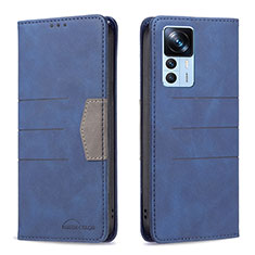 Leather Case Stands Flip Cover Holder B01F for Xiaomi Mi 12T 5G Blue