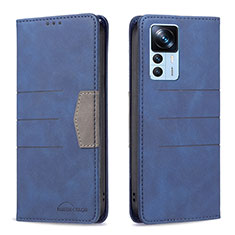 Leather Case Stands Flip Cover Holder B01F for Xiaomi Mi 12T Pro 5G Blue