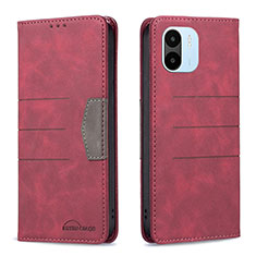 Leather Case Stands Flip Cover Holder B01F for Xiaomi Poco C50 Red