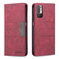 Leather Case Stands Flip Cover Holder B01F for Xiaomi POCO M3 Pro 5G Red