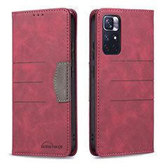 Leather Case Stands Flip Cover Holder B01F for Xiaomi Poco M4 Pro 5G Red