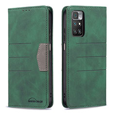 Leather Case Stands Flip Cover Holder B01F for Xiaomi Redmi 10 (2022) Green