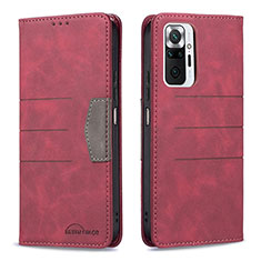 Leather Case Stands Flip Cover Holder B01F for Xiaomi Redmi Note 10 Pro Max Red