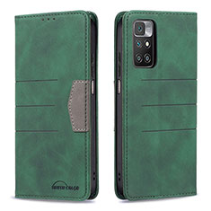 Leather Case Stands Flip Cover Holder B01F for Xiaomi Redmi Note 11 4G (2021) Green