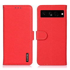 Leather Case Stands Flip Cover Holder B01H for Google Pixel 7 Pro 5G Red
