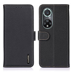 Leather Case Stands Flip Cover Holder B01H for Huawei Honor 50 Pro 5G Black