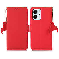 Leather Case Stands Flip Cover Holder B01H for Huawei Honor 80 SE 5G Red