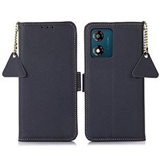 Leather Case Stands Flip Cover Holder B01H for Motorola Moto E13 Blue