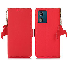 Leather Case Stands Flip Cover Holder B01H for Motorola Moto E13 Red