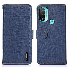 Leather Case Stands Flip Cover Holder B01H for Motorola Moto E20 Blue