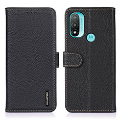 Leather Case Stands Flip Cover Holder B01H for Motorola Moto E40 Black