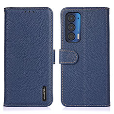 Leather Case Stands Flip Cover Holder B01H for Motorola Moto Edge (2021) 5G Blue