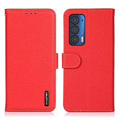 Leather Case Stands Flip Cover Holder B01H for Motorola Moto Edge (2021) 5G Red