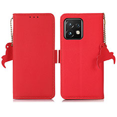 Leather Case Stands Flip Cover Holder B01H for Motorola Moto Edge 40 Pro 5G Red