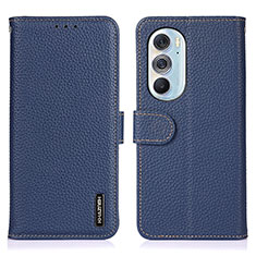Leather Case Stands Flip Cover Holder B01H for Motorola Moto Edge Plus (2022) 5G Blue
