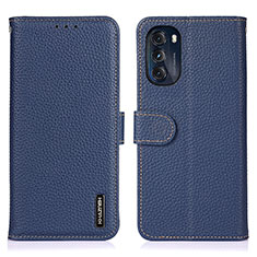 Leather Case Stands Flip Cover Holder B01H for Motorola Moto G 5G (2022) Blue