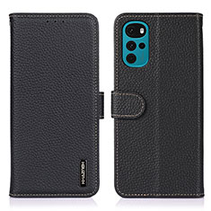 Leather Case Stands Flip Cover Holder B01H for Motorola Moto G22 Black