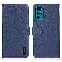 Leather Case Stands Flip Cover Holder B01H for Motorola Moto G22 Blue