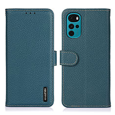 Leather Case Stands Flip Cover Holder B01H for Motorola Moto G22 Green