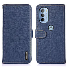 Leather Case Stands Flip Cover Holder B01H for Motorola Moto G41 Blue