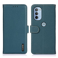 Leather Case Stands Flip Cover Holder B01H for Motorola Moto G41 Green