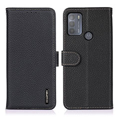 Leather Case Stands Flip Cover Holder B01H for Motorola Moto G50 Black