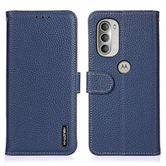 Leather Case Stands Flip Cover Holder B01H for Motorola Moto G51 5G Blue