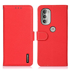 Leather Case Stands Flip Cover Holder B01H for Motorola Moto G51 5G Red