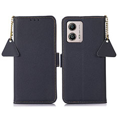 Leather Case Stands Flip Cover Holder B01H for Motorola Moto G53 5G Blue