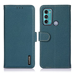 Leather Case Stands Flip Cover Holder B01H for Motorola Moto G60 Green