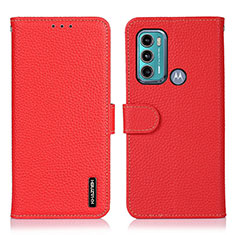 Leather Case Stands Flip Cover Holder B01H for Motorola Moto G60 Red