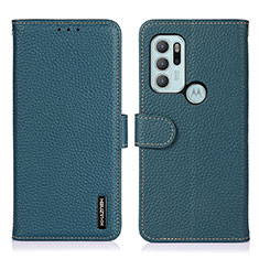 Leather Case Stands Flip Cover Holder B01H for Motorola Moto G60s Green